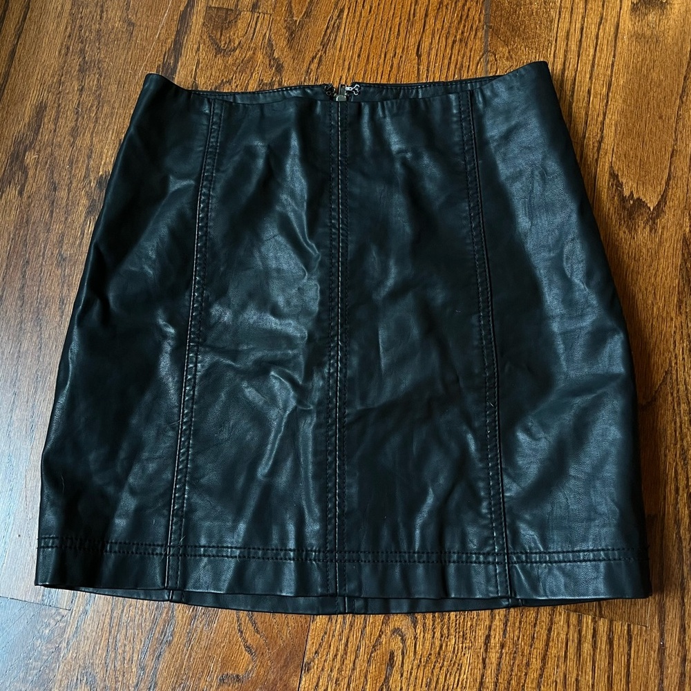 Free People Black Leather Skirt